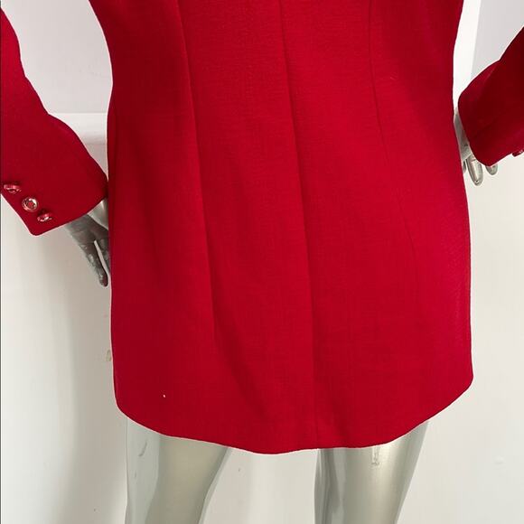 Unbranded Vintage Women’s Red Blazer Designer Button Front Closure and at Cuffs - Picture 14 of 16